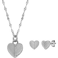 Fossil Kettingen - Harlow Heart To Heart Stainless Steel Pendant Neck in silver