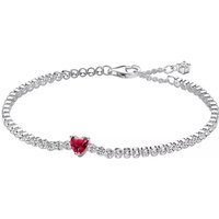 Pandora Armbanden - Heart sterling silver tennis bracelet with red cry in red