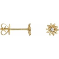 Anna+Nina Oorbellen - Single Flower Stud Diamond 14K in white