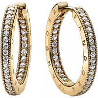 Pandora Oorbellen - Pandora Signature Logo & Pavé Hoop Earrings in gold