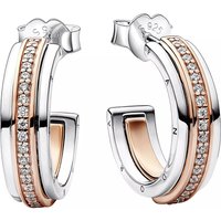 Pandora Oorbellen - Pandora Signature Two tone Logo & Pavé Hoop in multi