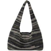 Kara Shoppers - Crystal Mesh Armpit Hobo Bag  - Black Stripes - St in groen