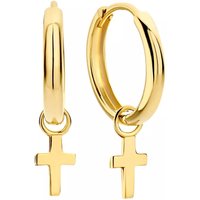 Isabel Bernard Oorbellen - Monceau Solange 14 karat hoop earrings with cross in gold