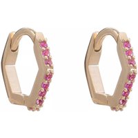 Rachel Jackson London Oorbellen - 9K Solid Pink Sapphire Hexagon Huggie Hoop in gold