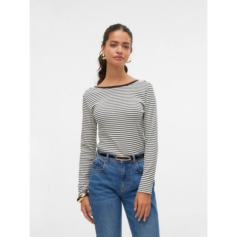 Vero Moda Shirt met lange mouwen VMCHLOE STRIPE LS 2WAY SHORT TOP GO NOOS