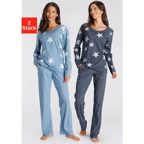 Vivance Dreams Pyjama in een gemêleerde look met sterretjes (4-delig