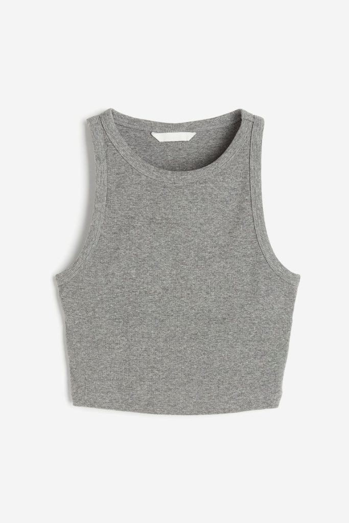 H & M - Cropped tanktop - Grijs