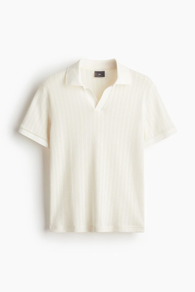 H & M - Poloshirt met ajourdessin - Regular Fit - Wit