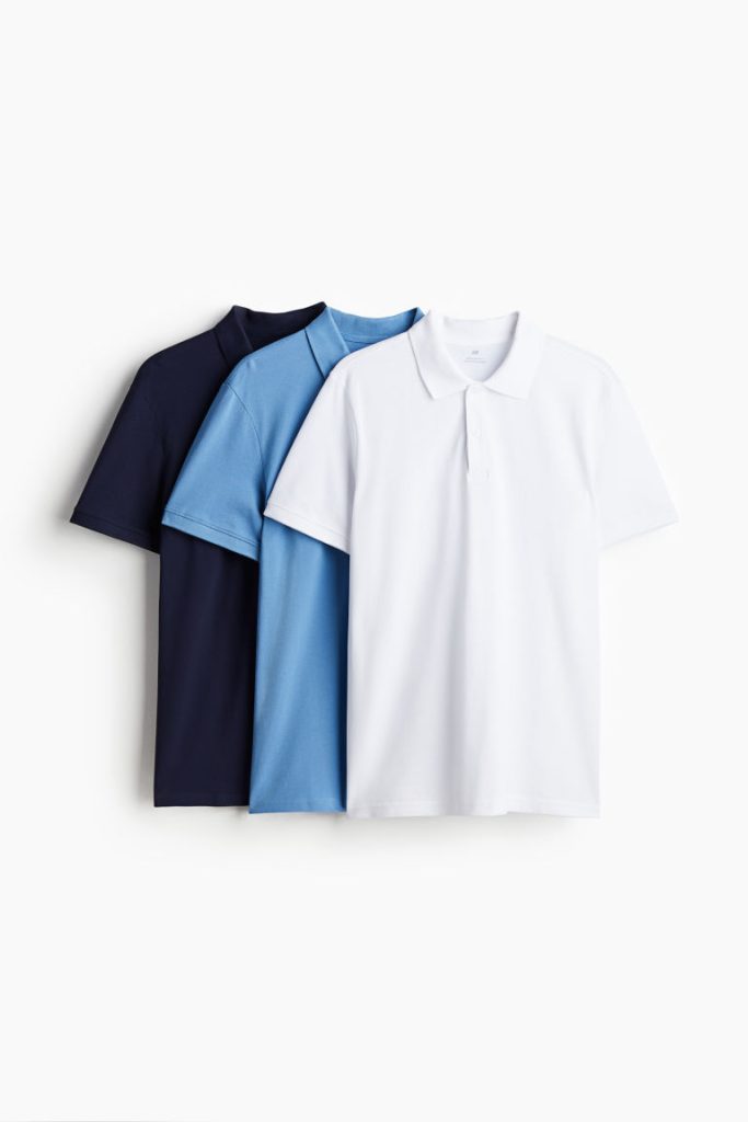 H & M - Set van 3 poloshirts - Regular Fit - Blauw