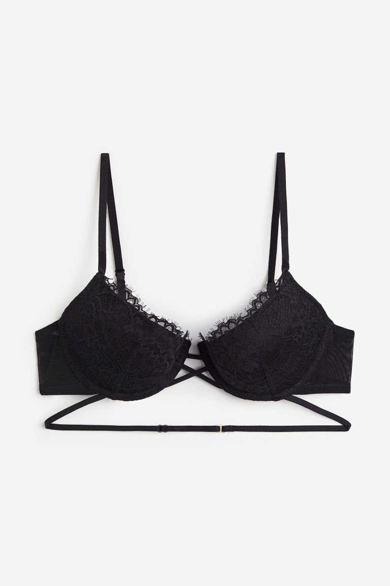 H & M - Kanten push-up bh - Zwart