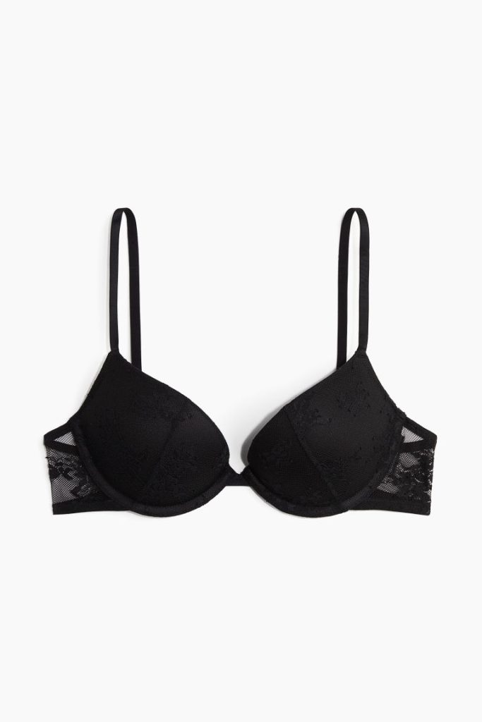 H & M - Kanten superpush-up bh - Zwart