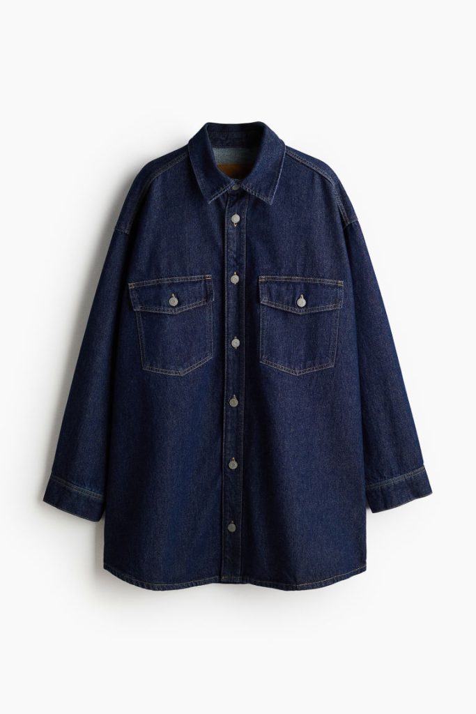 H & M - Oversized denim overhemdblouse - Blauw