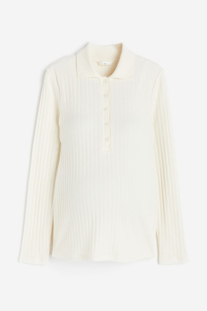 H & M - MAMA Geribde polotop - Wit