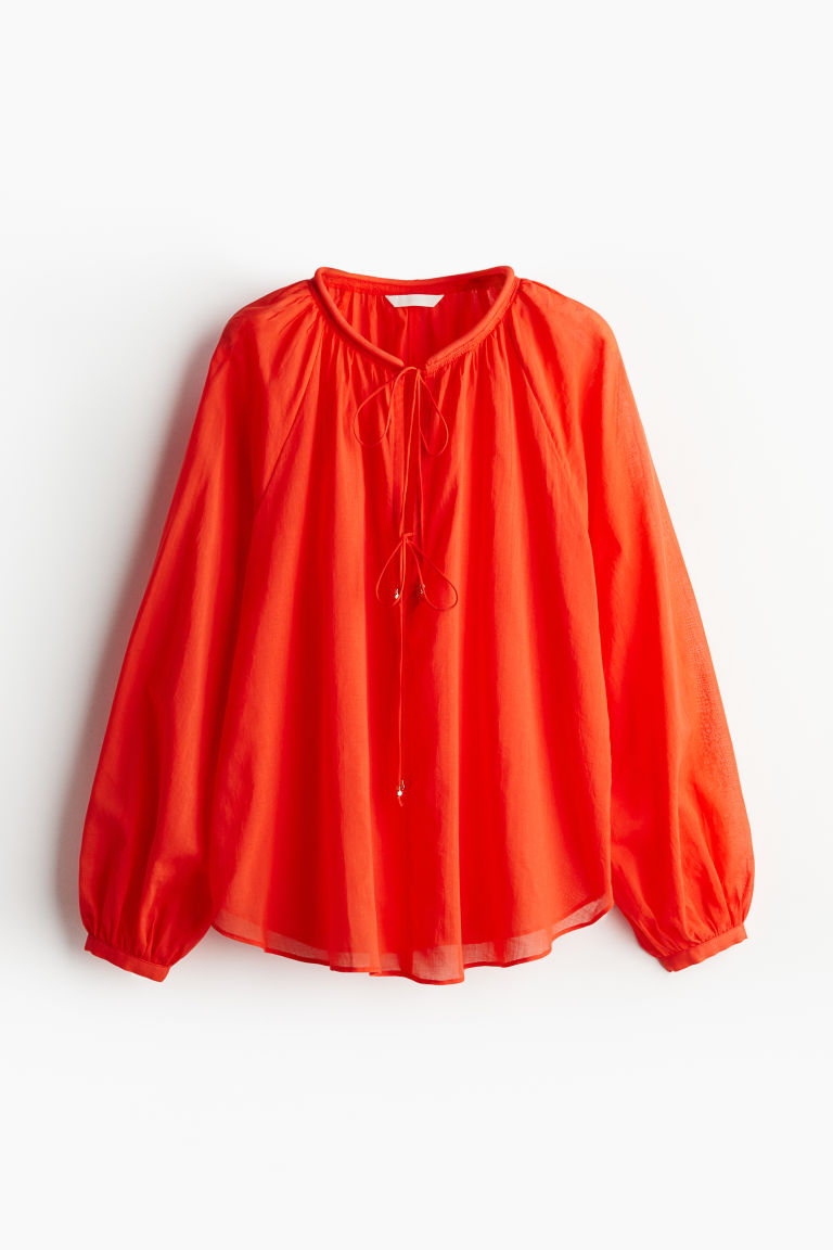 H & M - Blouse met strikbandjes - Oranje