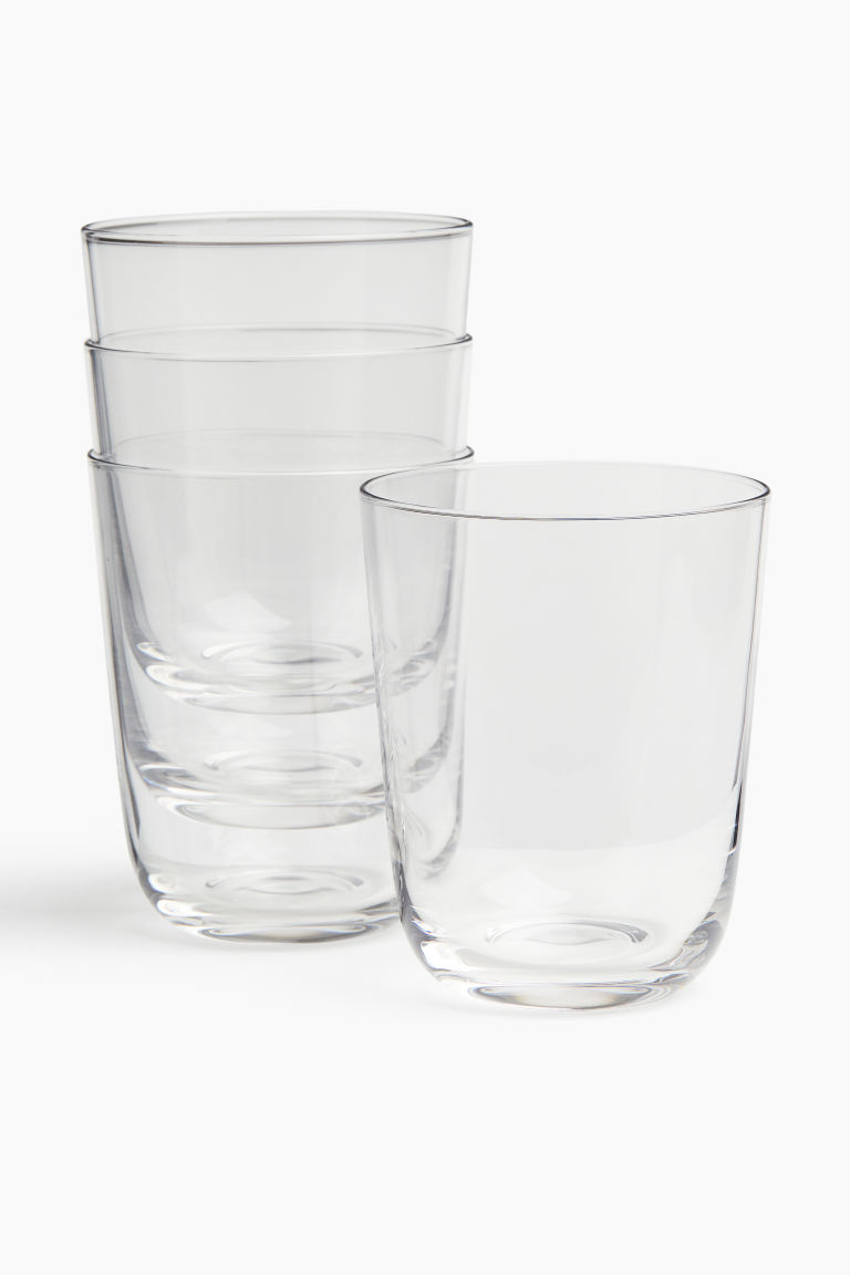 H & M - Set van 4 drinkglazen - Wit