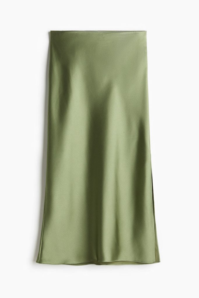 H & M - Satijnen rok - Groen