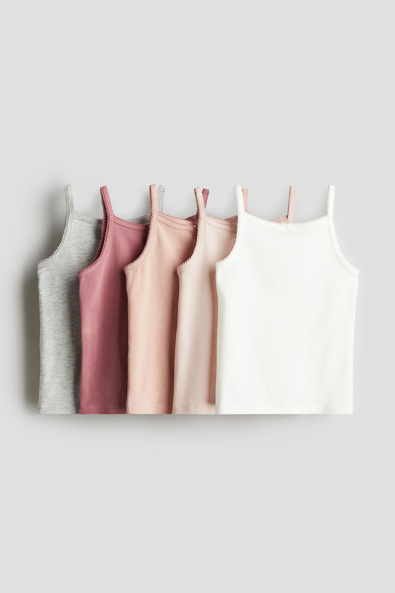 H & M - Set van 5 tricot singlets - Roze