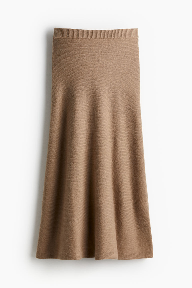 H & M - Uitlopende gebreide rok - Beige