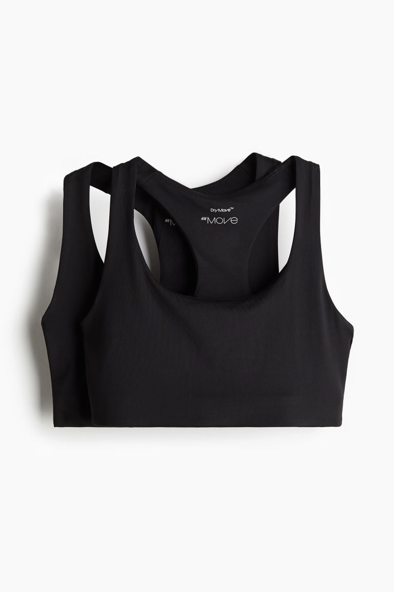 H & M - Set van 2 sport-bh‘s - Medium support - Zwart