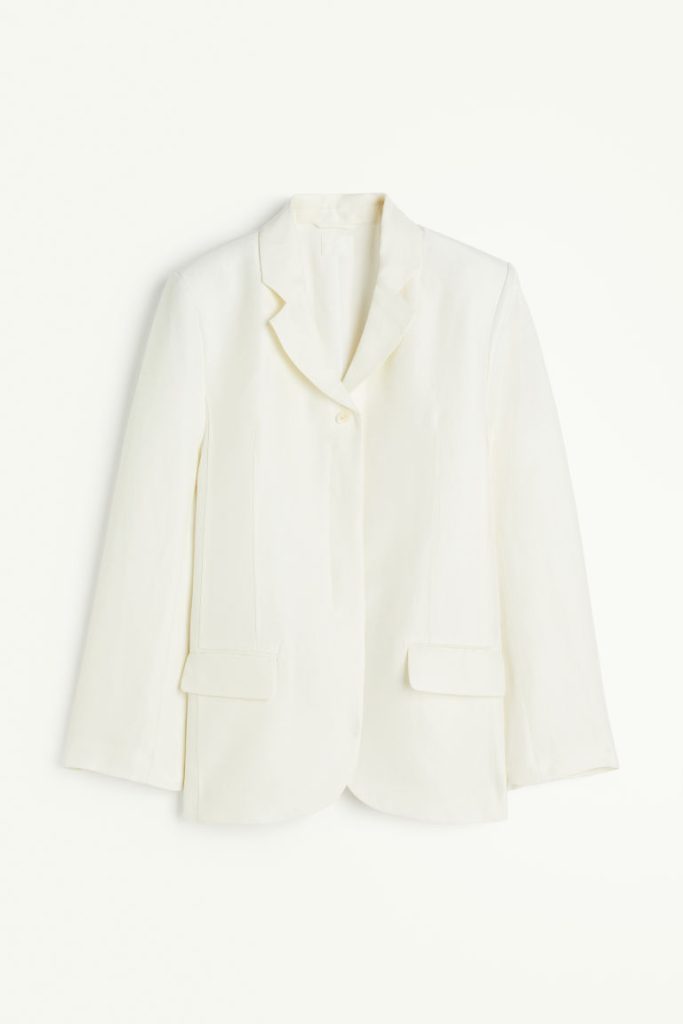 H & M - Blazer van linnenmix - Wit