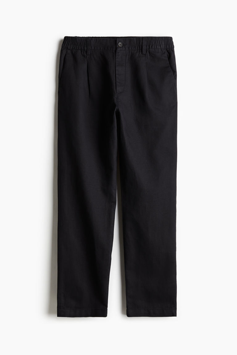 H & M - Broek van linnenmix - Regular Fit - Zwart