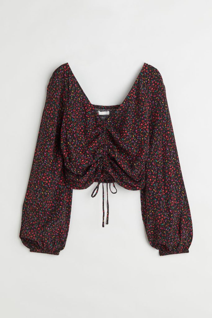 H & M - Blouse met drawstring - Zwart