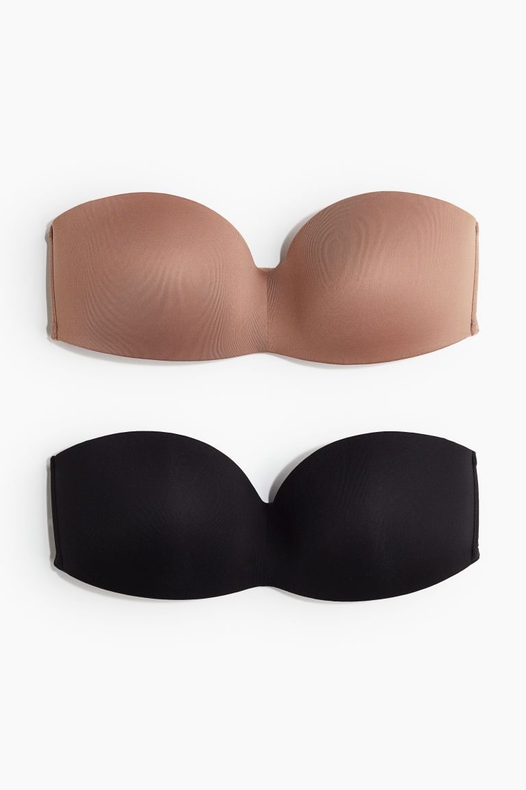 H & M - Set van 2 padded bandeau-bh's van microvezel - Zwart