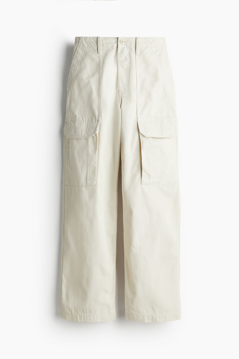 H & M - Arroyo Wide Leg Cargo Pant - Wit