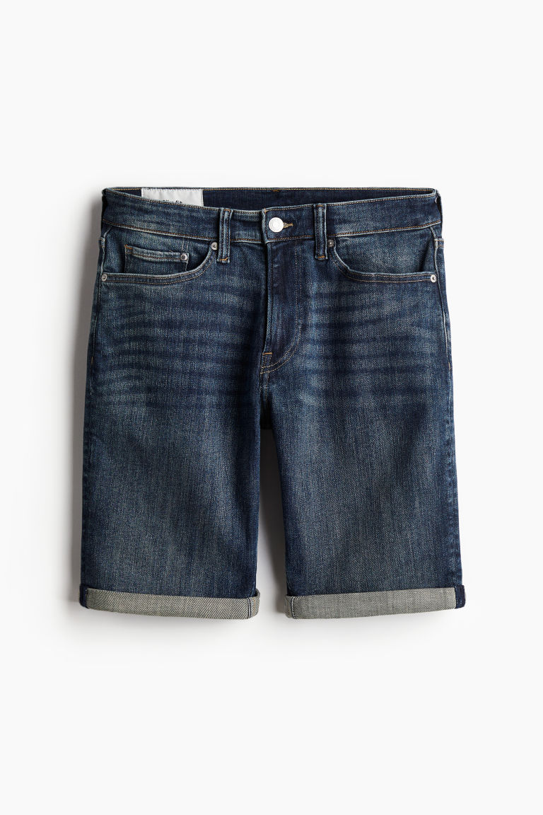 H & M - Slim Denim short - Blauw