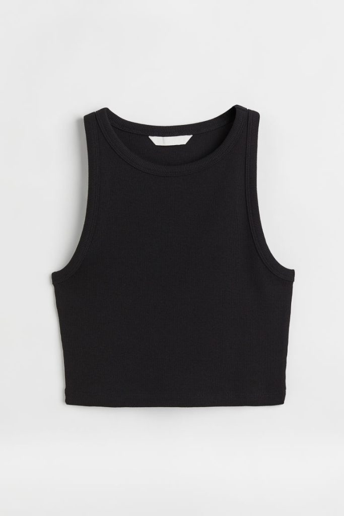 H & M - Cropped tanktop - Zwart