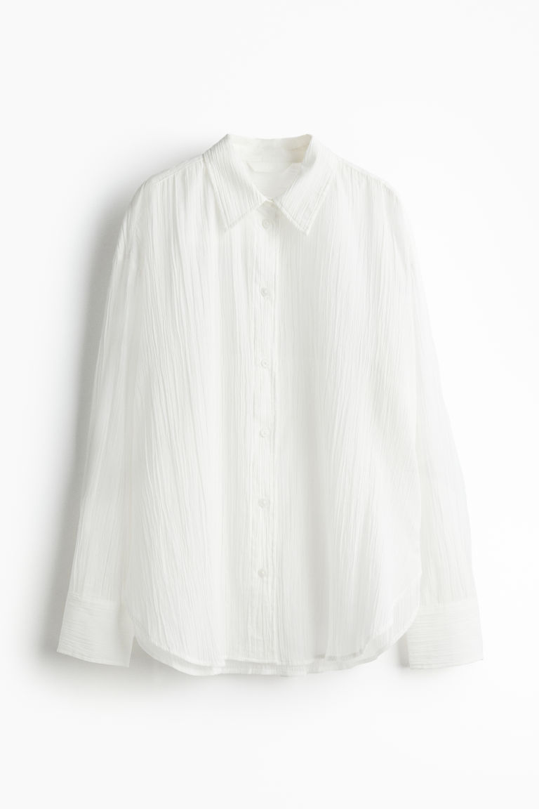 H & M - Overhemdblouse van crinklekatoen - Wit