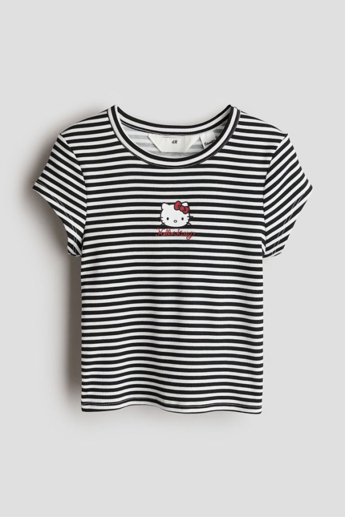 H & M - Geribd T-shirt - Wit