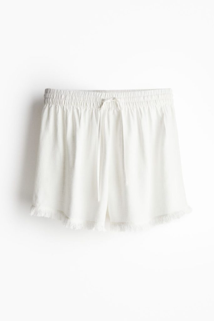 H & M - Pull-on short van linnenmix - Wit