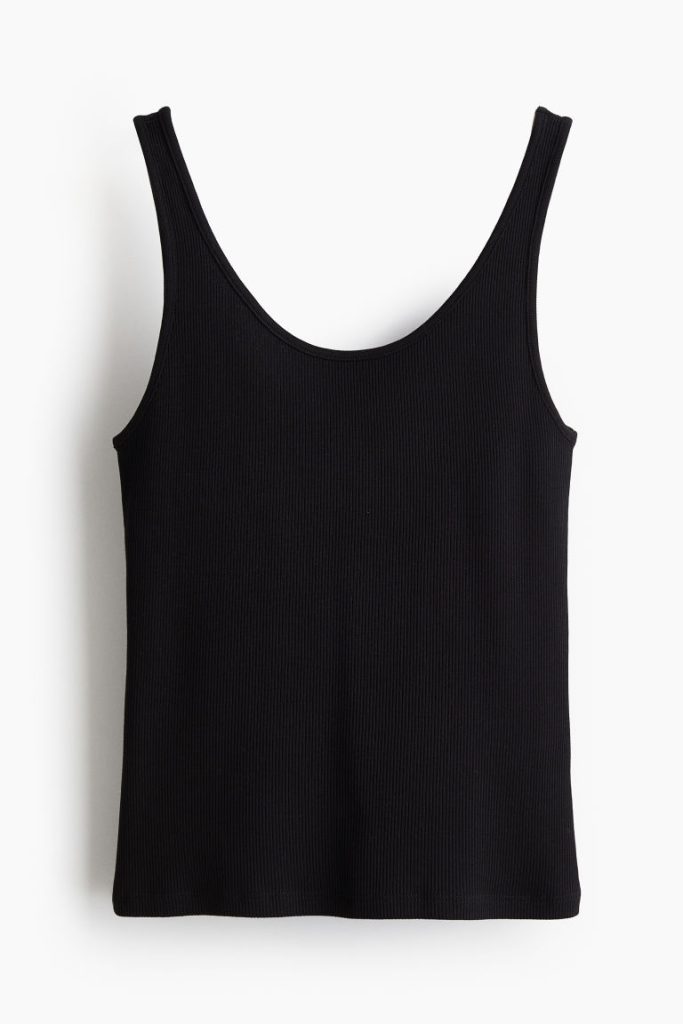 H & M - Geribde singlet - Zwart