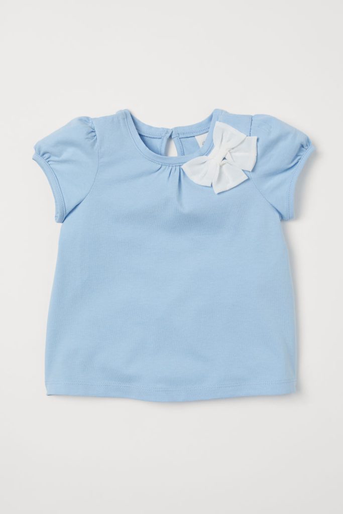 H & M - Tricot top met strikje - Blauw