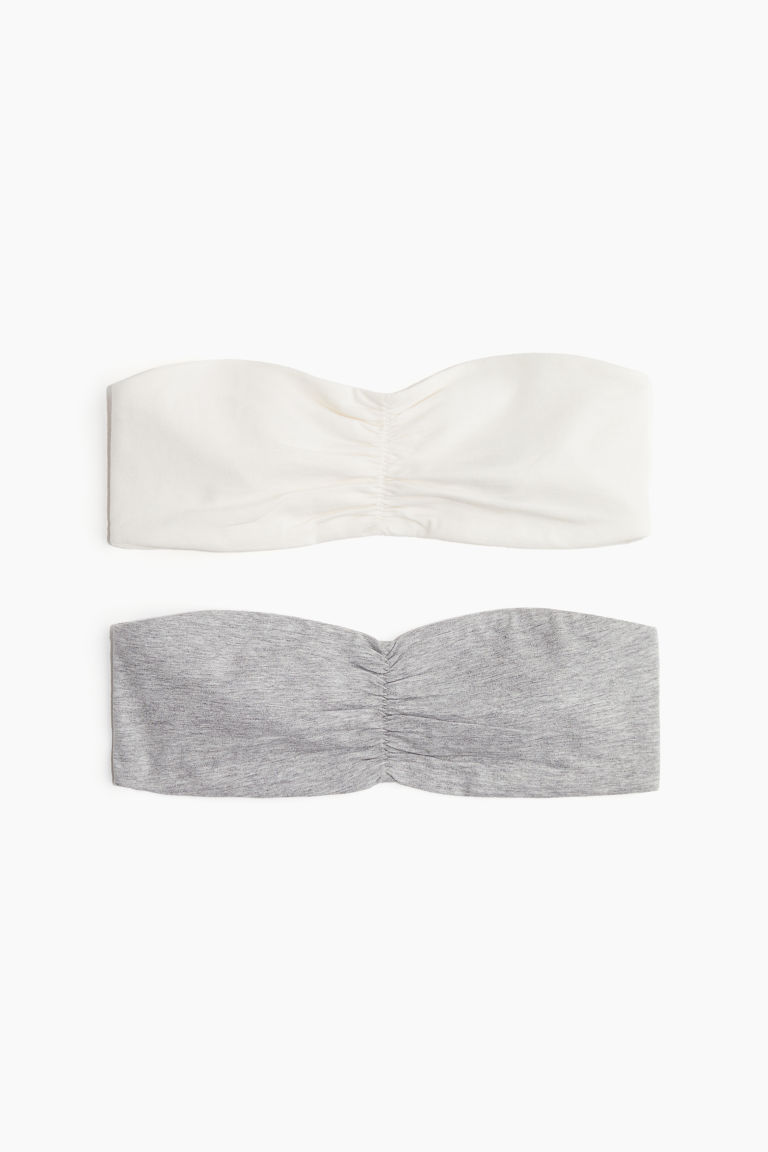 H & M - Set van 2 non-padded bandeau-bh‘s - Wit