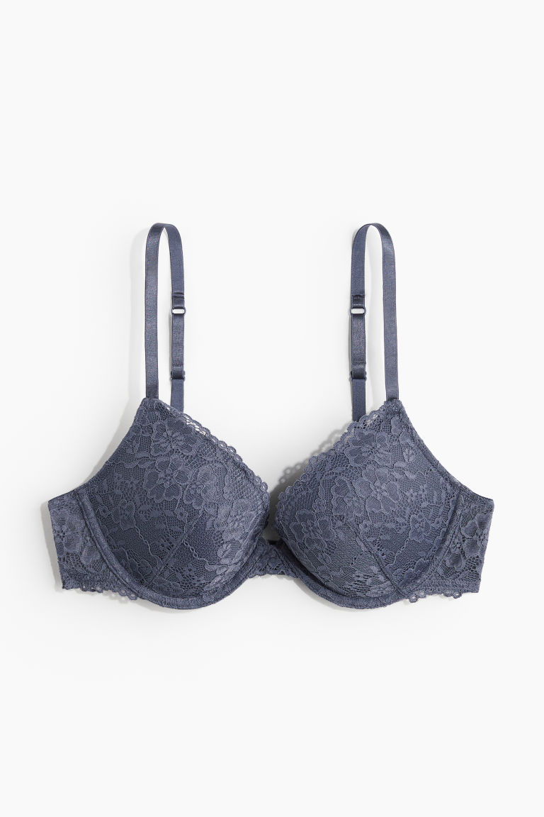 H & M - Kanten push-up bh - Blauw