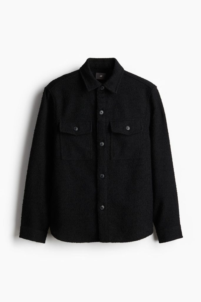 H & M - Overshirt van wolmix - Regular Fit - Zwart