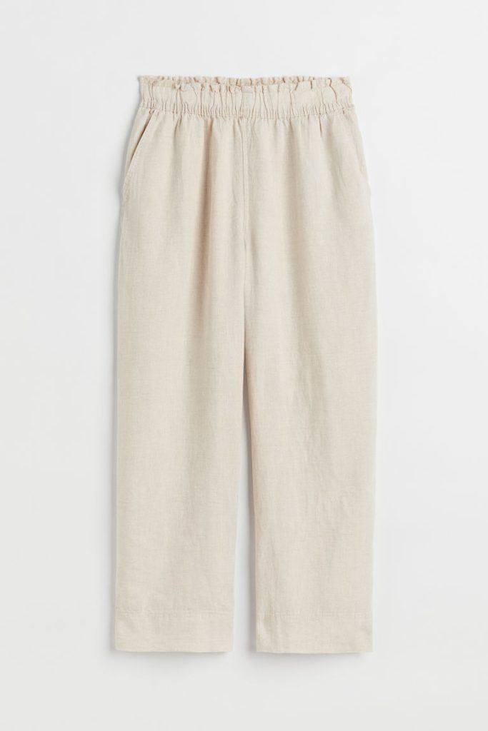 H & M - Enkellange linnen broek - Beige