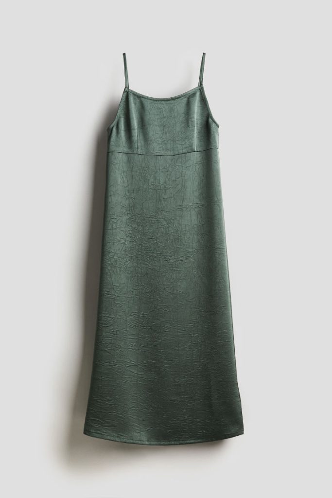 H & M - Slip-on jurk met strikbandjes - Groen