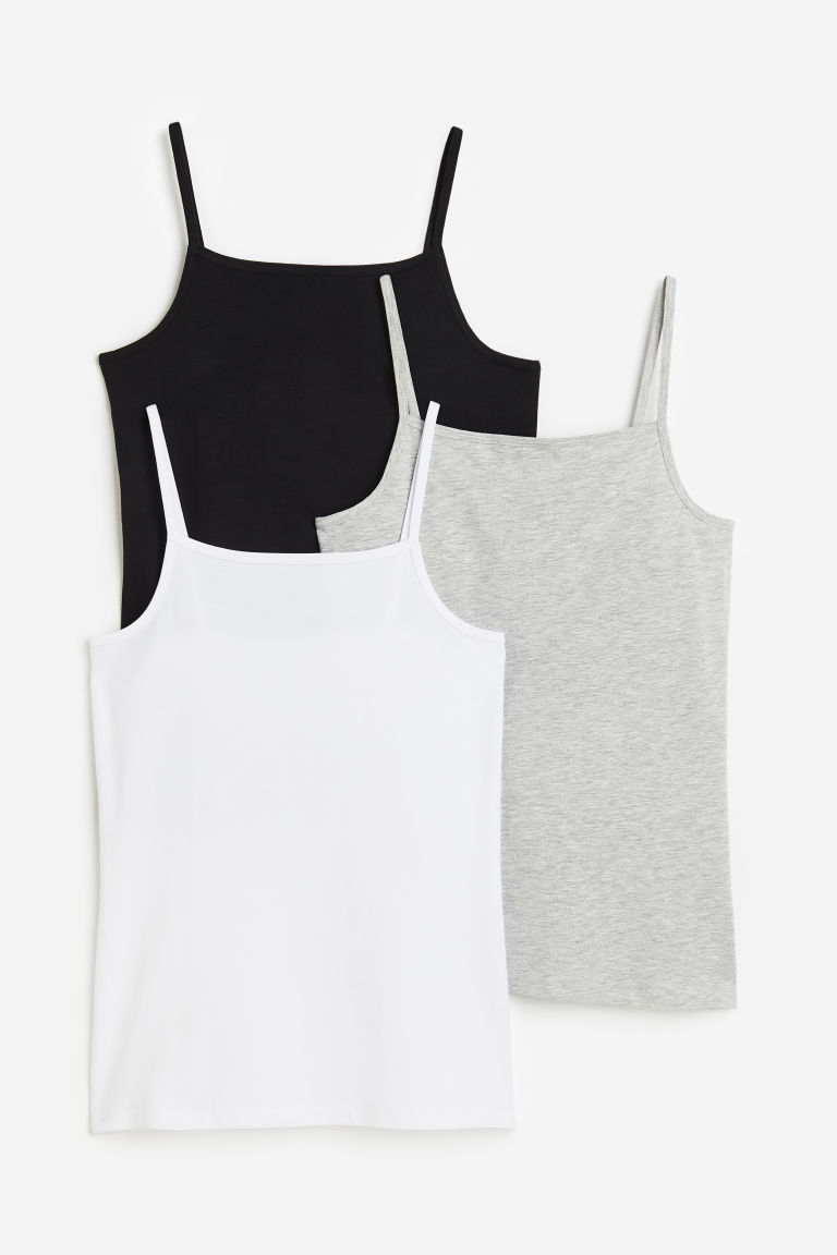 H & M - Set van 3 katoenen singlets - Grijs