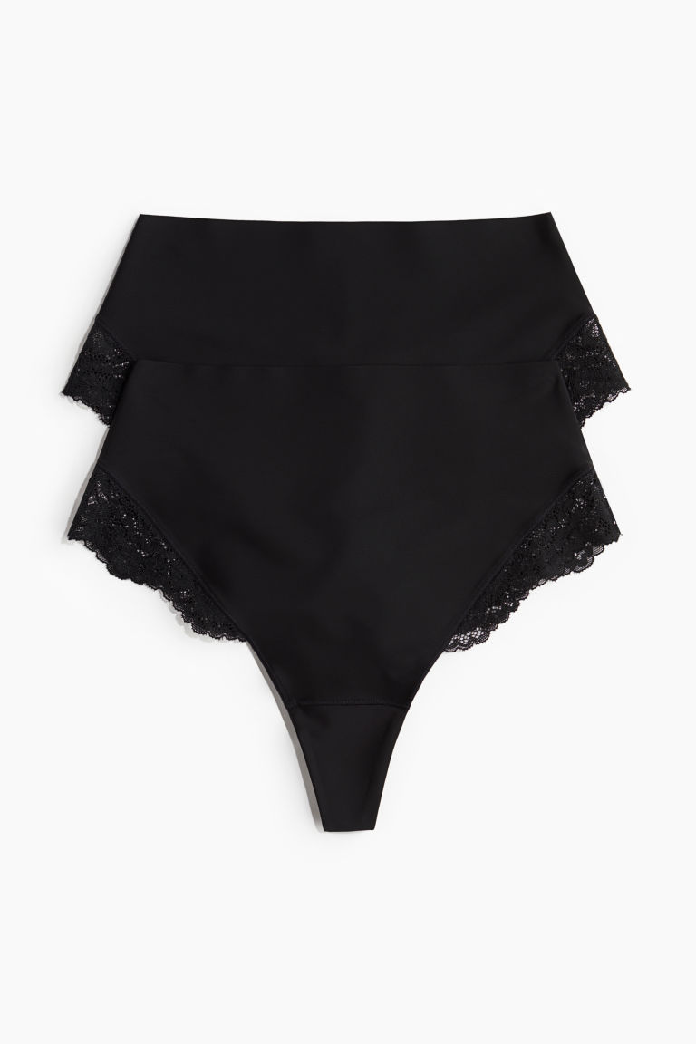 H & M - Set van 2 slips - Light Shape Thong - Zwart