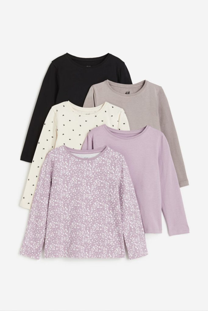 H & M - Set van 5 tricot tops - Paars