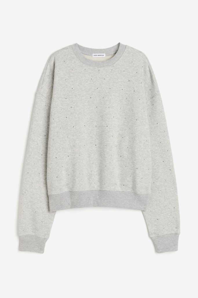 H & M - Crystal Allover Crew - Grijs