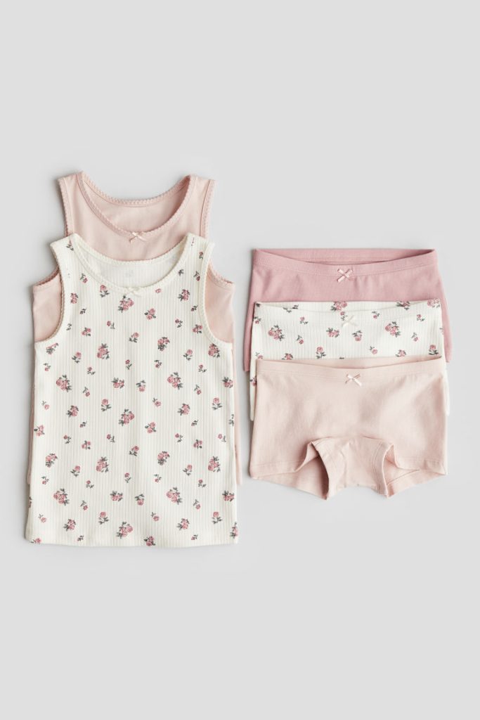 H & M - Vijfdelige katoenen set - Roze