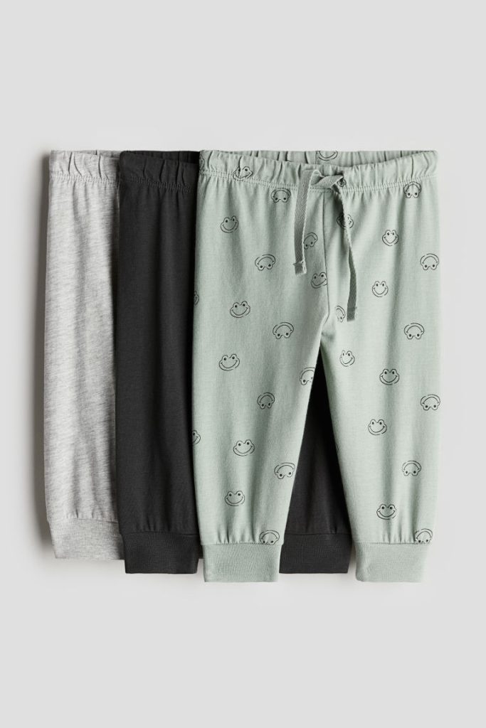 H & M - Set van 3 joggers van katoenen tricot - Groen