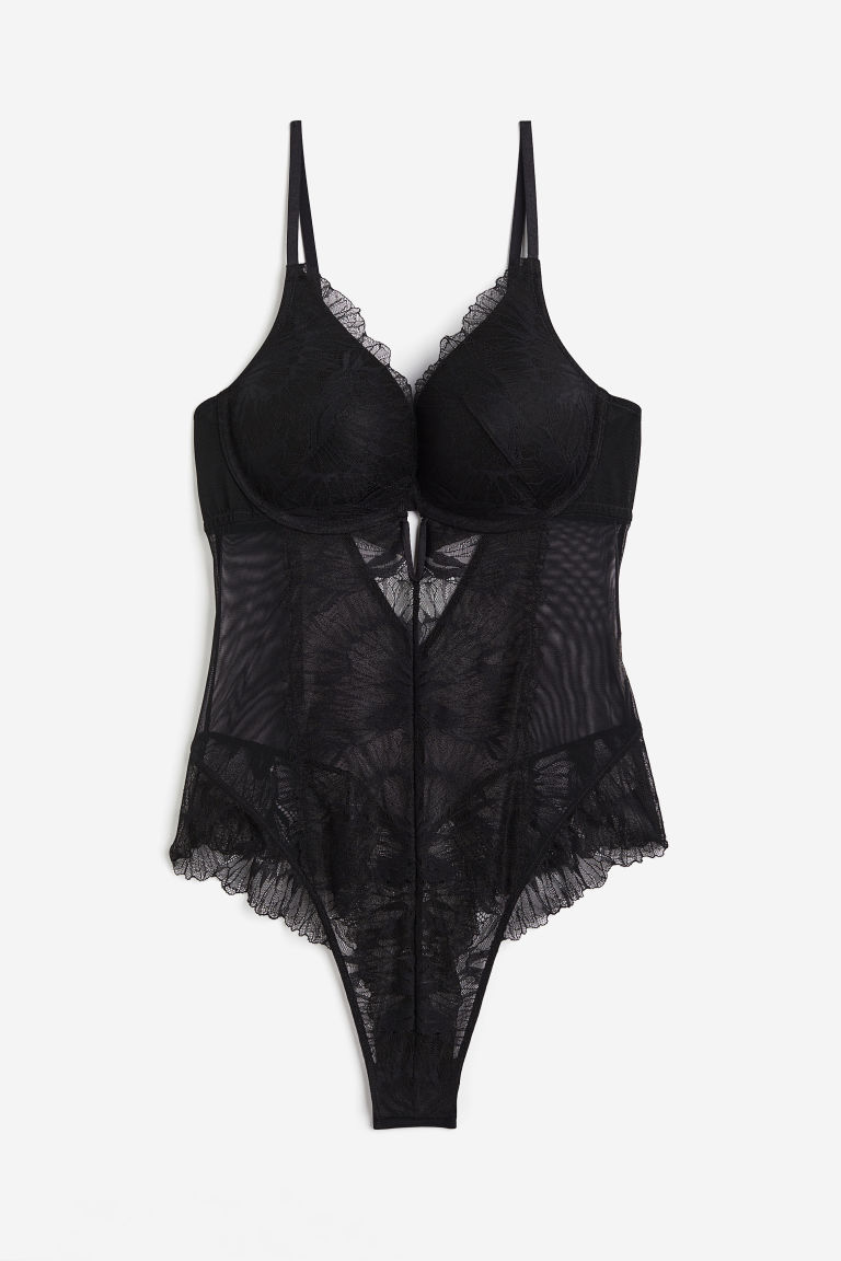 H & M - Kanten body met superpush-up - Zwart