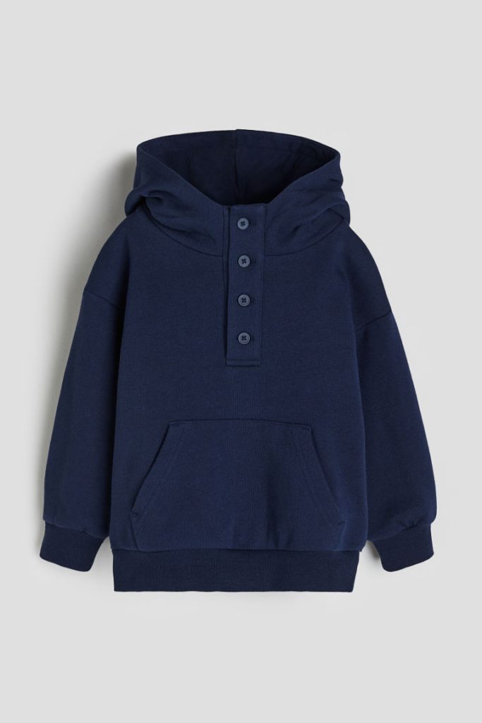 H & M - Capuchonsweater met knopen - Blauw