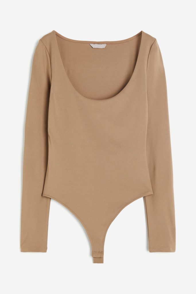 H & M - Tricot stringbody - Bruin