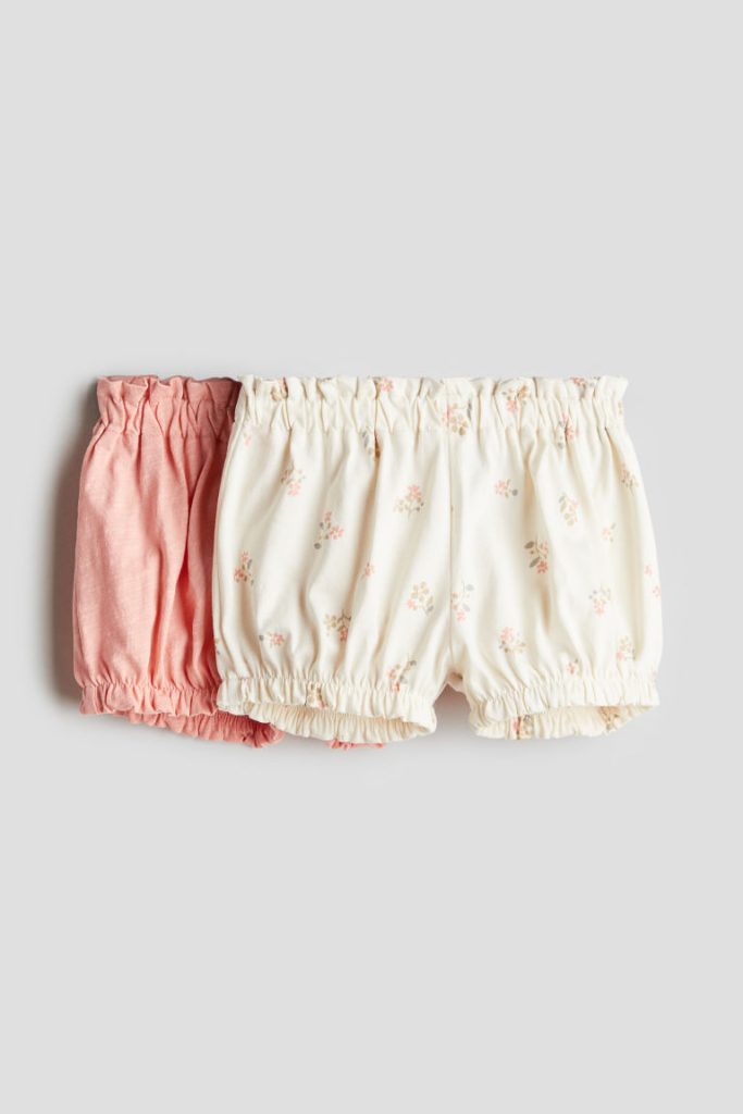 H & M - Set van 2 katoenen pofbroekjes - Roze